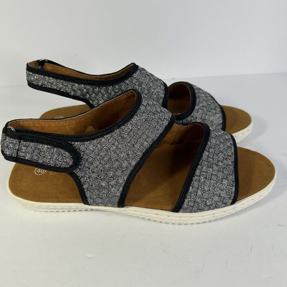 Bernie Mev- LIMA - Woven Strap Sandals - Pewter - Women's 40/US 9